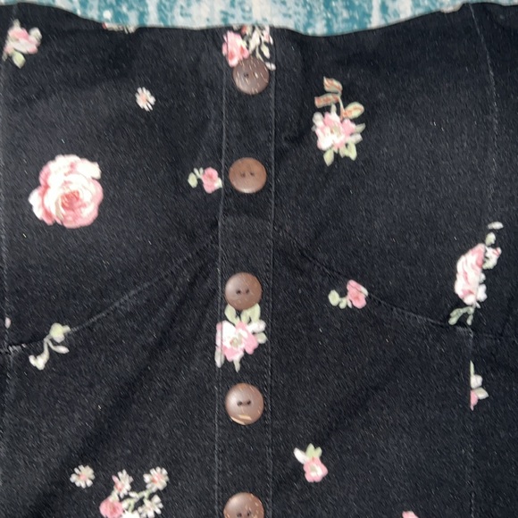 STRAPLESS BLACK AND ROSE MINI DRESS - Picture 2 of 4